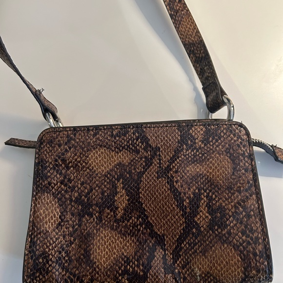 Urban Outfitters Handbags - Urban Outfitters Mini Faux Snakeskin Black Brown Crossbody Purse